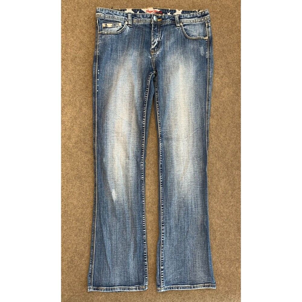 Pepe Jeans Womens 32x31 Low Rise Bootcut Embellished Stretch UK Denim